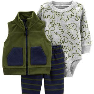 Carter's Baby Boys' 3 Piece Plaid Patch Little Vest Set